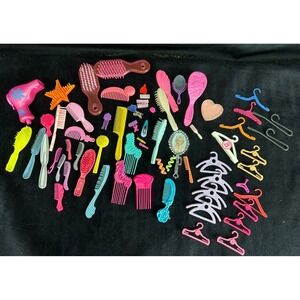 Vintage Doll Beauty Lot Brushes Combs Hair Clips Hangers Barbie Trolls 68 Piece